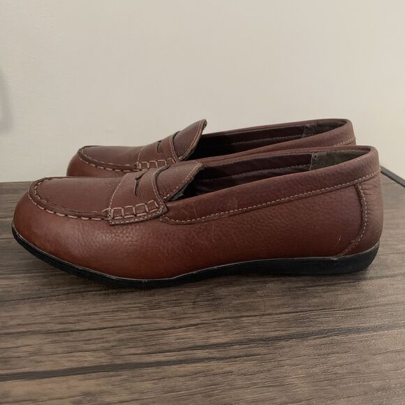 Rockport Works Top Shore Brown Leather Safety Steel Toe Loafer Women's Size 9M - Picture 3 of 8